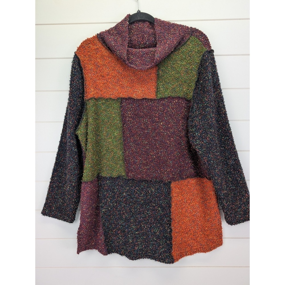 Vintage Patchwork Sweater‎ Women Large Color Block Boho Art To Wear Long Goblin